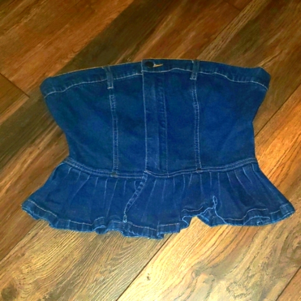 Strapless Denim cropped Y2K Thalia Sodi  bandeau top Size 11/12